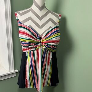 Swim by Cacique Multicolor Striped Women's Swim Top 42DDD